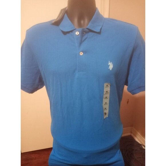 US Polo Assn. NEW Short Sleeve Polo Shirt Mens Medium M Blue Pony Casual Top NWT - Picture 1 of 12